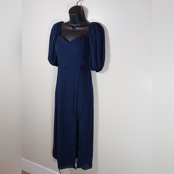Abercrombie and Fitch Camille Puff Sleeve Midi Dress Small - Picture 3 of 12